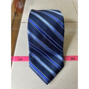 Haggar Mens Silk Striped Necktie Blue White Formal Business